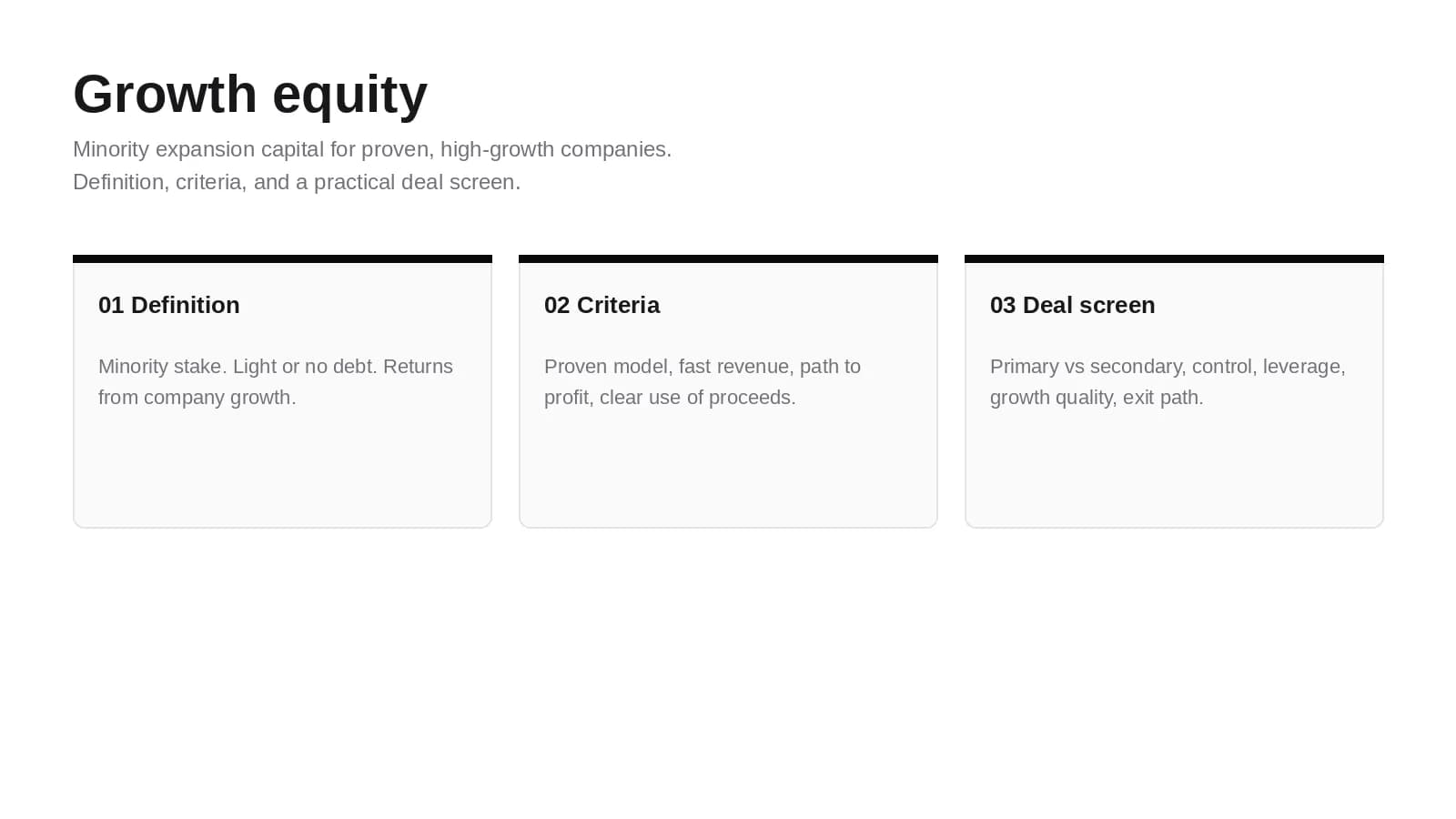 Growth Equity: Definition, Deal Criteria, and How to Screen a Round
