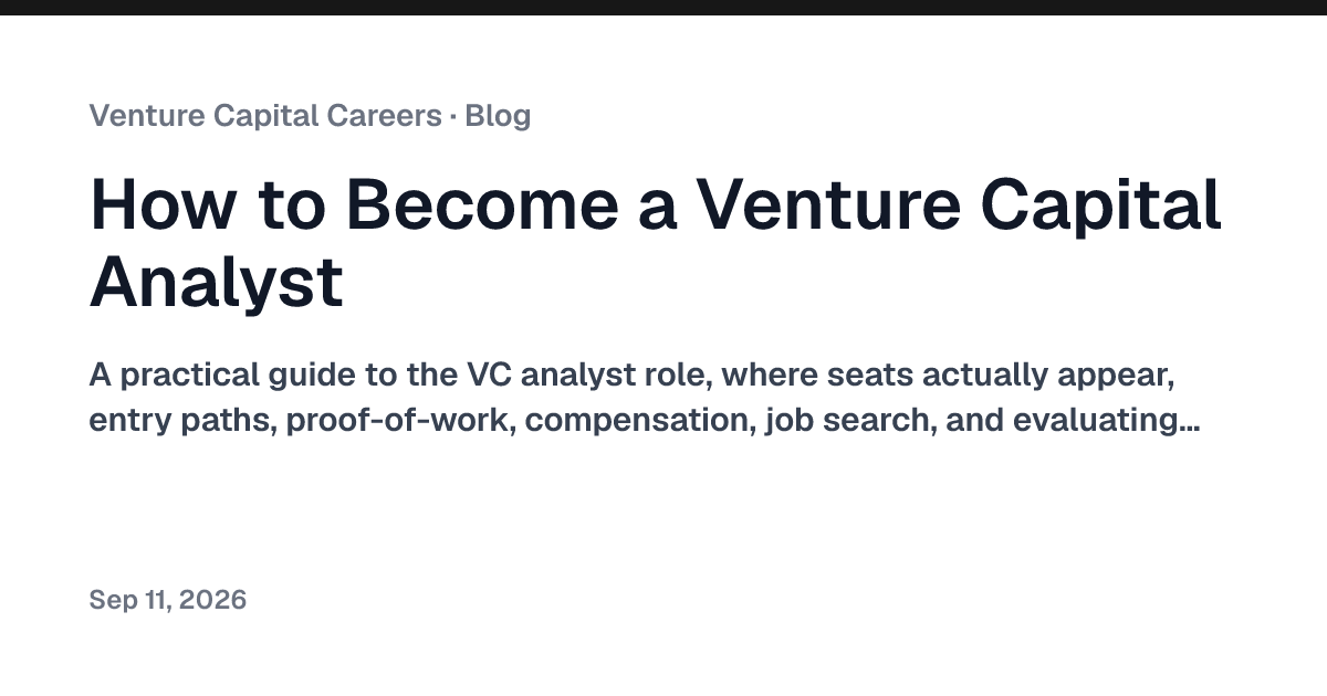 How to Become a Venture Capital Analyst: A Comprehensive Guide ...