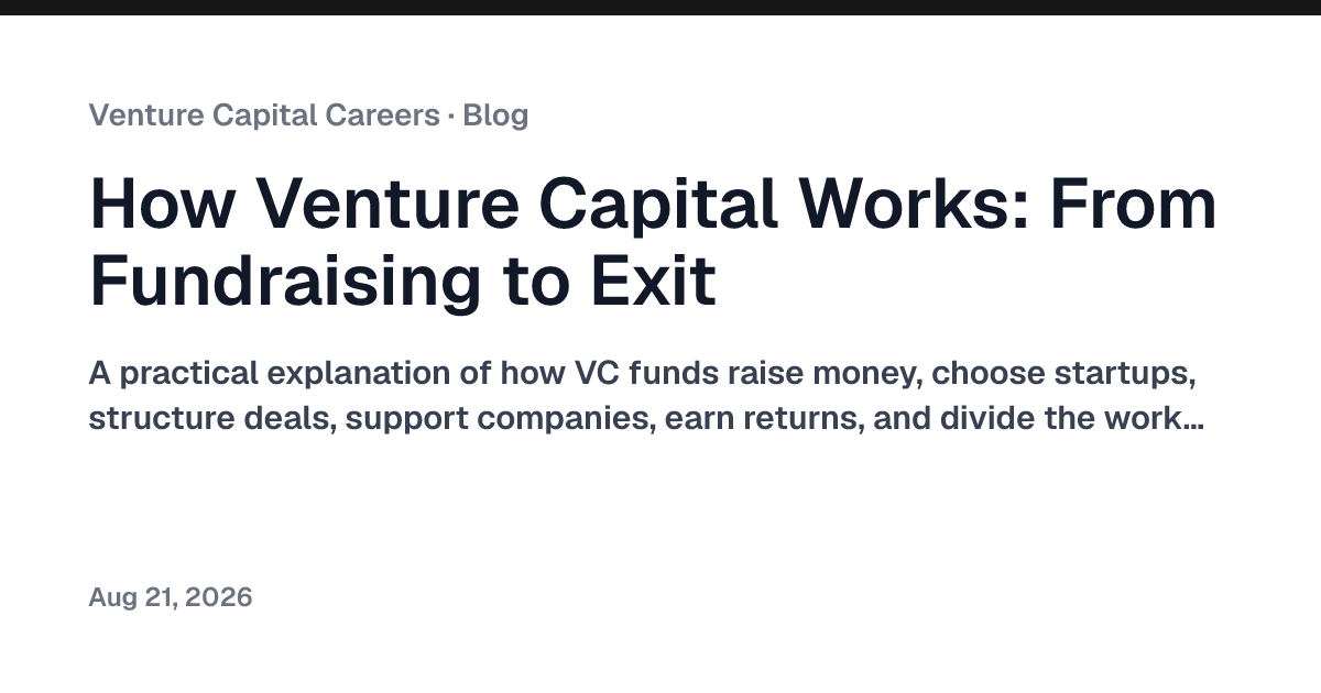 How Venture Capital Works: A Comprehensive Guide | Venture Capital Careers
